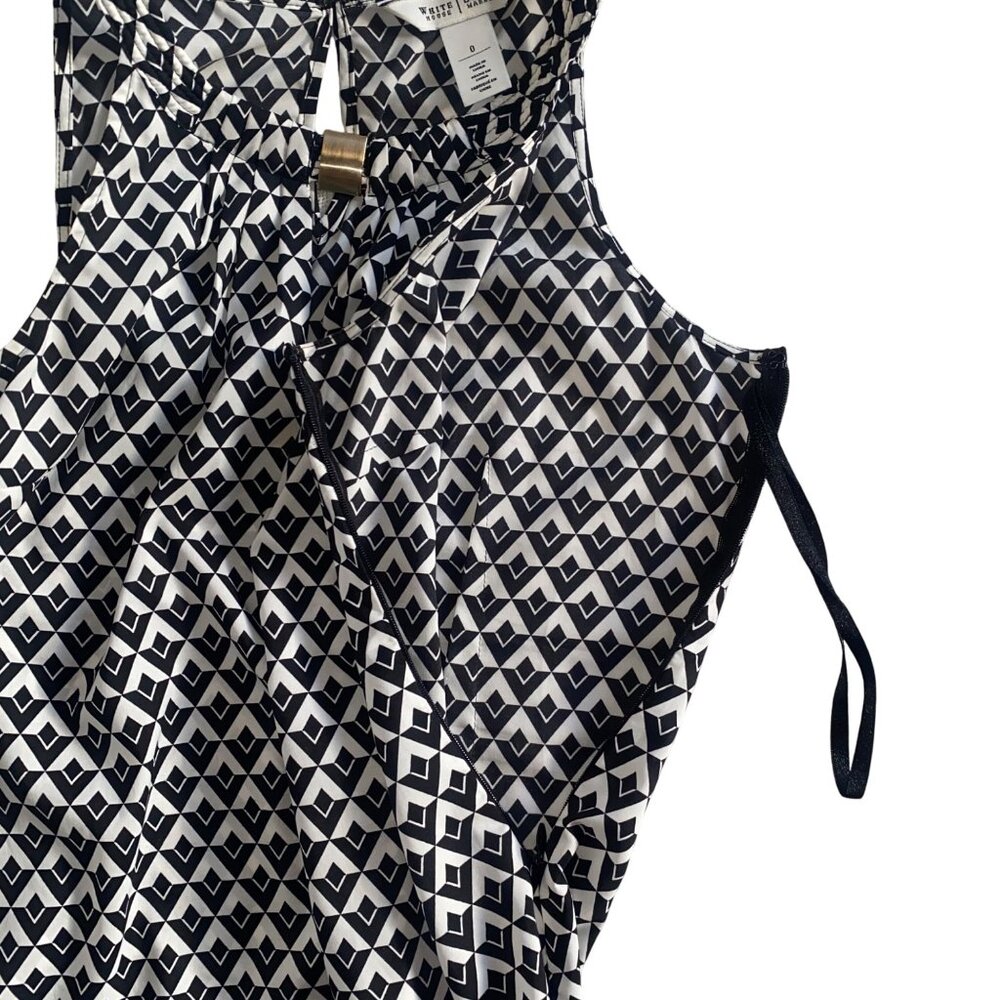White House Black Market Sleeveless Geometric Print Blouse Womens Size 0 Keyhole - Picture 9 of 13